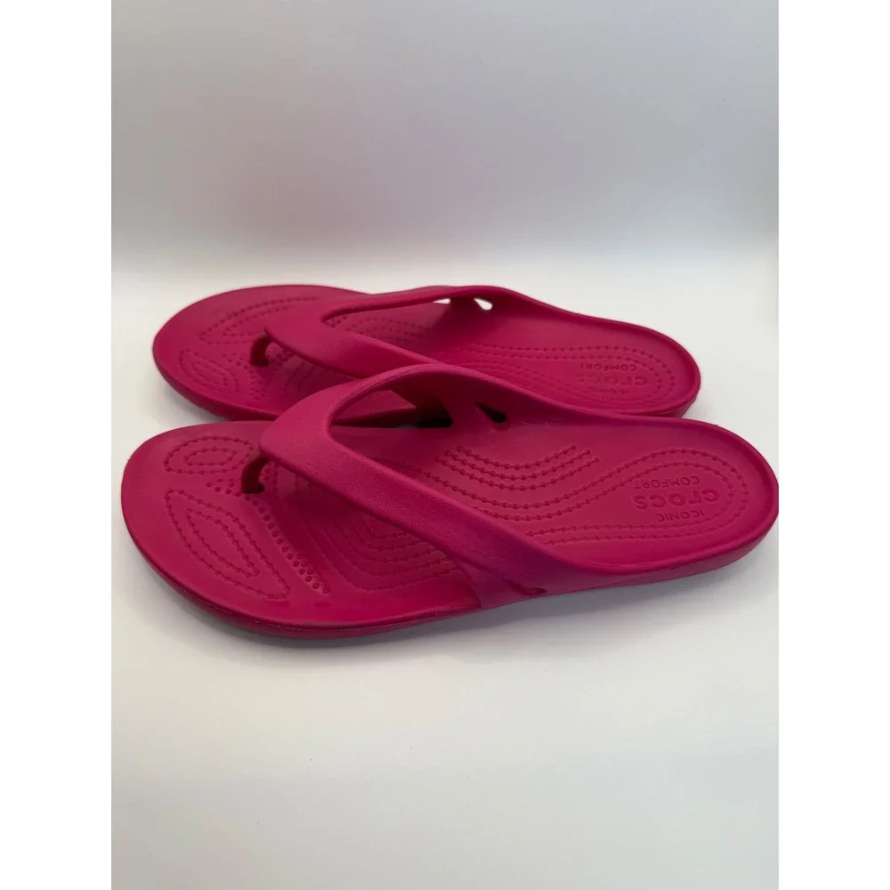 Crocs Kadee II Flip Flops Womens 6 Pink Sandals Lightweight Comfort 202492